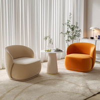 Fauteuil en tissu minimaliste moderne de luxe léger avec rembourrage en éponge pour salon, style crème, mobilier pour petit appartement