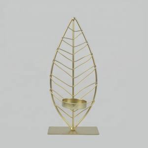 Golden <span class=keywords><strong>Leaf</strong></span> Shape Kim Loại Tealight Nến Chủ Cho Trang Trí Nhà Đám Cưới - Product Image 1