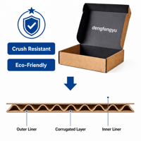 Boîte en Carton Ondulé avec Bande Adhésive Détachable pour Expédition, Emballage Boîte Postale, Carton Zippé, Boîtes Cadeaux avec Découpe Déchirable