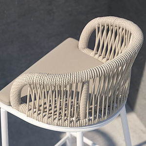 Sillón moderno con marco de aluminio, taburete de barra de cuerda de cocina, silla con respaldo, juegos de muebles de jardín al aire libre - Product Image 2