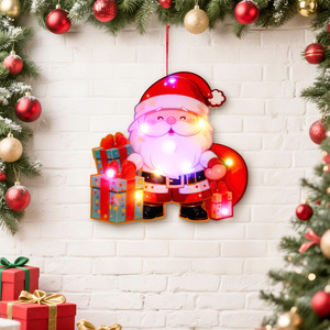 Décoration de porte lumineuse Père Noël et rennes, guirlande lumineuse DIY pour Noël, scène de bonhomme de neige pour la maison - Product Image 3