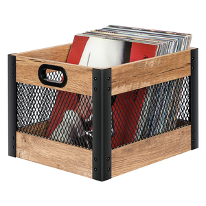 Vinyl Record Storage Crate, Wooden Record Holder, Records Organizer Box - AlbumShelf Cube Container for Storing Record LP Albums