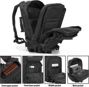 Sac à dos tactique système MOLLE 56-76L en nylon unisexe pour la randonnée en plein air, les voyages et les opérations d'assaut, avec fermeture éclair et poche intérieure - Product Image 3