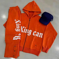 Streetwear vintage pour hommes, costume de jogging 100% coton, sweat à capuche ample surdimensionné, pantalon de survêtement avec fermeture éclair, patch brodé, vêtements de sport tricotés