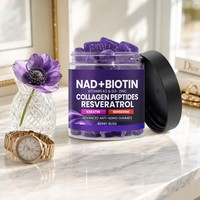 Gummies véganes NAD+ Biotine 10000mcg testées en laboratoire, certifiées GMP, avec Kératine, Collagène, Peptides, Resvératrol, K2, D3, Zinc, Berry Bliss pour la Peau