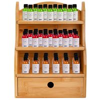 Boîte de rangement pour huiles essentielles, 46 emplacements, présentoir à vernis à ongles avec tiroir, bambou, 3 niveaux, rangement pour huiles essentielles