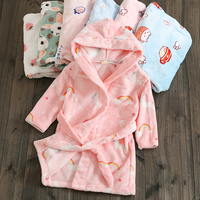 Peignoir en flanelle unisexe thermique confortable avec un motif d'animal mignon Robe d'automne pour enfants pour bébé garçon et fille Vêtements de nuit Pyjamas