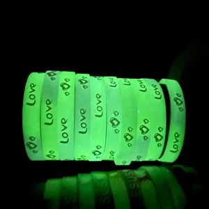 Fontes do partido imprimir bileklik borracha luminosa pulseira de esportes pulseira pulseira de silicone pulseira promocional com logotipo personalizado
