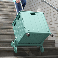 Nouvel arrivage de boîte de rangement pliable de Type escalier à huit roues avec couvercle panier d'achat en plastique pliable empilable