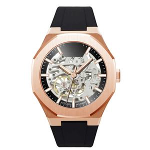 Reloj Mecánico Automático de Alta Calidad, Esqueleto, OEM ODM, Oro Rosa, Acero Inoxidable, Luminoso, Resistente al Agua, Correa de 20 mm, Analógico - Product Image 1