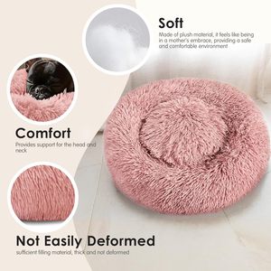 Super Soft Round Washable Plush Faux Fur Solid Sustainable Luxury Cat & Dog <b>Pet</b> Bed with Velvet <b>Sofa</b> Design in 15 Colors - Product Image 5