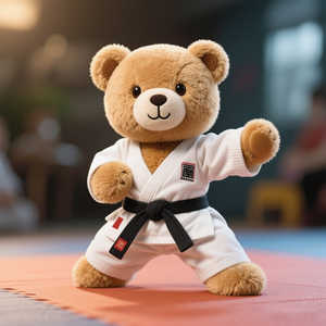 Ours en peluche personnalisé Taekwondo, ours en peluche personnalisé avec uniforme de Taekwondo et nom, arts martiaux - Product Image 1