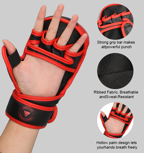 Rojo 12oz guantes de boxeo adulto profesional tocado boxeo MMA Shin protector muay thai guantes - Product Image 2