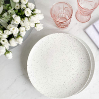 Ensemble d'assiettes à dîner en porcelaine céramique blanche imprimées sur mesure, assiettes rondes écologiques pour les fêtes des restaurants