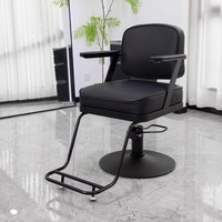 Fauteuil de Barbier Métallique Tendance, Chaise de Salon de Coiffure Moderne et Minimaliste avec Accoudoirs pour la Coupe de Cheveux