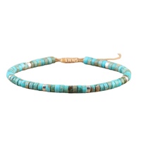 Pulsera de Cuentas de Turquesa de 2x4mm para Mujer, Tejida a Mano, Ajustable, Joyería de Piedra Natural y Cristal para Meditación y Sanación
