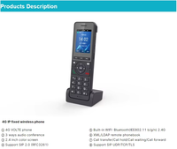 Téléphone VOIP de bureau avec 2 lignes SIP, écran 2,4 pouces, Wifi double bande 2,4G, carte SIM 4G