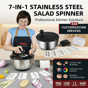 Super <span class=keywords><strong>Septembre</strong></span> Vente Chaude Appareils de Cuisine Outils 4.5L Mélangeur à Salade Manuel Fruits <span class=keywords><strong>et</strong></span> Légumes Salade Spinner avec Bol - Product Image 2