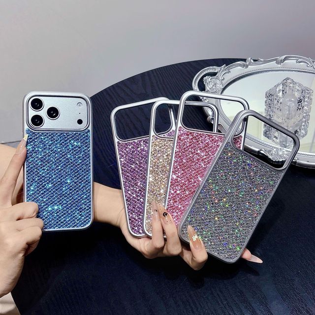 Drop Proof Anti-Scratch Shockproof Glitter Shine Diamond Camera Protection TPU PC Phone Case for iPhone 17 16 15 Pro 17 Pro Max