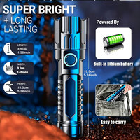 Lampe torche LED multifonctionnelle portable à zoom haute luminosité, portée 100 mètres, en ABS, avec fonction de mise au point, pour extérieur
