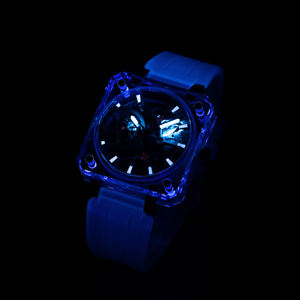 Montre automatique de luxe OBLVLO pour homme, cadran squelette sport, 24 mm, transparente, carrée, analogique, verre saphir, ajourée, tendance - Product Image 6