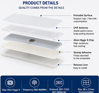 Étiquettes RFID H9 UHF autocollantes personnalisées pour cartes de membre, péages routiers, anti-effraction, pour pare-brise - Étanche Alien Higgs9