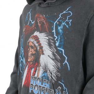 Sudadera con Capucha Personalizada TOPSHOW, 100% Algodón, Estampado, Logotipo Grande, Lavado Ácido, Estilo Urbano para Hombre - Product Image 5