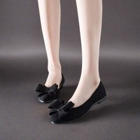 Nouvelle Tendance Pas Cher en Gros Chaussures Plates de Danse à Nœud Papillon en Cuir PU Confortables pour Femmes