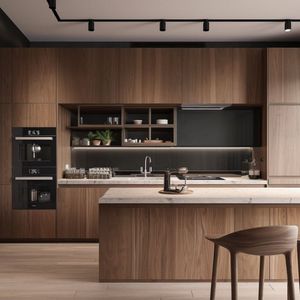 Kitchen Cupboards Manufacturers <b>Walnut</b> Wood Color Plywood Kitchen <b>Cabinets</b> Wooden Kitchen Furniture Modular <b>Cabinets</b> - Product Image 3