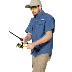 Camisa de Pesca Ecológica para <span class=keywords><strong>Hombre</strong></span>, UPF 50+, Manga Corta, Botones, Nailon, Anti-UV, Secado Rápido, Impermeable, Ventilada, para Senderismo - Product Image 1