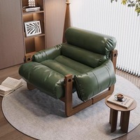 Chaise longue individuelle en bois massif, style mi-moderne minimaliste, décontractée et simple, pour salon, usage domestique, style rétro, luxe léger