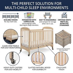 Cuna Montessori de Madera Maciza para Bebés, Juego de Muebles de Guardería para Sala Cuna, Preescolar y Jardín de Infantes, Equipo para Dormir - Product Image 3