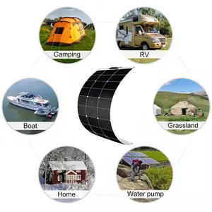 Panel solar personalizado de alta eficiencia 100 vatios ETFE Sunpower 12V 30W 50W 100 W 120W 150W 200W Panel solar semi flexible para uso doméstico