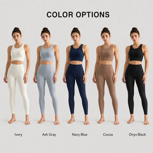 Conjunto de Pilates para Mujer, Sujetador Deportivo con Sensación de Segunda Piel, Sin Costuras Delanteras, Leggings de Cintura Alta Moldeadores, Ropa Deportiva de Alta Elasticidad que Absorbe la Humedad - Product Image 4