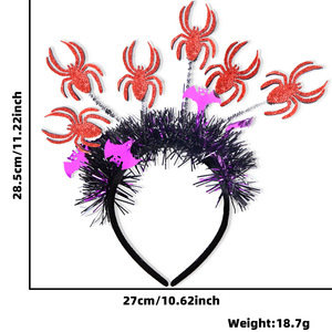 Diadema espeluznante para fiesta de Halloween <span class=keywords><strong>con</strong></span> diseño de araña peluda de calavera de calabaza para mujeres y niños, accesorios de disfraces y eventos temáticos - Product Image 4