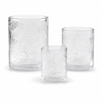 Collection de coupelles votives en verre transparent de style botanique avec surface gaufrée pour tables de réception événementielles et décoration intérieure