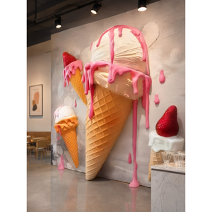 Etechan Escultura de Helado Derretido en Resina, Arte Mural 3D, Decoración de Cono Goteando para Exhibición en Tiendas - Product Image 3