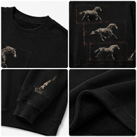 Servizio di Produzione OEM in Serie di Felpe Nere in Misto Cotone e Poliestere, Tessuto French Terry, Personalizzazione con Stampa Serigrafica per Uomo