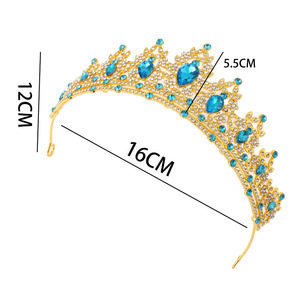 Diadema per il compleanno corona corona di matrimonio <span class=keywords><strong>acconciatura</strong></span> principessa copricapo in lega di cristallo <span class=keywords><strong>con</strong></span> strass corona torta decorazione corona - Product Image 5