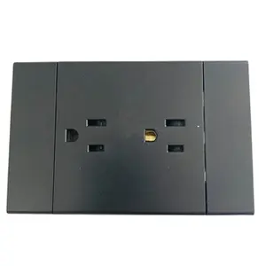 USA Standard 118Type double 3 pole socket Slim New Design High Quality PC Panel outlet 10A 16A Electrical Wall Switch and Socket