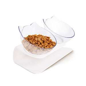 Recipiente plástico elevado <span class=keywords><strong>15</strong></span> graus tilt animal de estimação, potes duplos elevados de comida e água para cães e gatos - Product Image 1