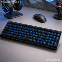 Fynmi Crystal Transparent 25% Black Blank MDA Keycaps Shine Through ANSI/ISO Layout 122 Keys Full Size Keycaps