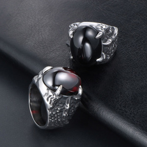 Unisex Dragon <b>Ring</b> Stainless Steel Black Red Stone Bezel Setting <b>Couple</b> Jewelry Gift SA782 - Product Image 4