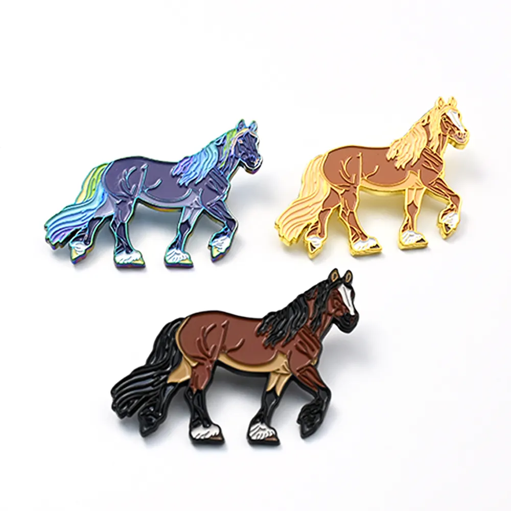 No MOQ manufacturer high quality level Horse lapel pins cartoon lapel pin/Round custom enamel lapel pin