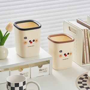 Cartoon Mini Wastebasket Cream Colored <b>Rectangle</b> Storage <b>Bin</b> For Desk Office Home Bedroom Student Use - Product Image 2