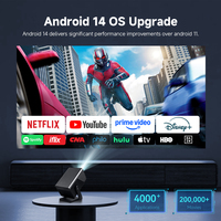 Projecteur portable Android 14 HD avec mise au point automatique et diffusion à faible latence pour salon et bureau