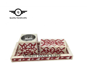 2026 estilo árabe diseño moderno incrustaciones de hueso caja de bandeja multifuncional juego de quemador de incienso artesanías India decoración del hogar - Product Image 2