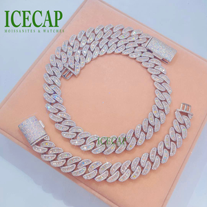 Lujo 18mm Baguette Iced Out Cut VVS Moissanite Diamond Chain Fine Sterling Silver 925 Collar de eslabones cubanos para hombres - Product Image 3