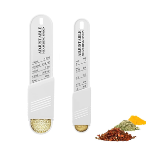 Ensemble de cuillères doseuses réglables – 2-en-1, 5 à 9 mesures dans une seule cuillère – Plastique, sans BPA – pour ingrédients secs et liquides – Kitc - Product Image 3