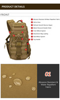 Sac à bandoulière tactique unisexe personnalisable pour le camping, grand format, dissimulé, à fermeture éclair, étanche, 30L